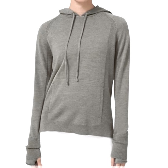 Lululemon Athletica Light Merino Wool Pullover Hoodie Sweater Heathered Green - Picture 1 of 11